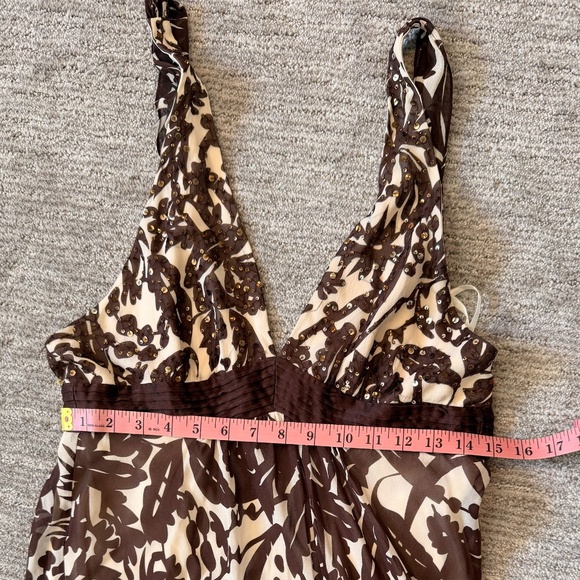 BCBG MAX ARIA 100% Silk Dress Womans SZ 4 V-Neck Maxi Dress Empire Waist Boho - Picture 11 of 16